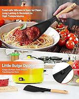 Vista 4 de Cuchara de cocina y cuchara de arroz para utensilios de cocina antiadherentes, ideal para cocinar y servir silicona mate resistente sin BPA, cuchara