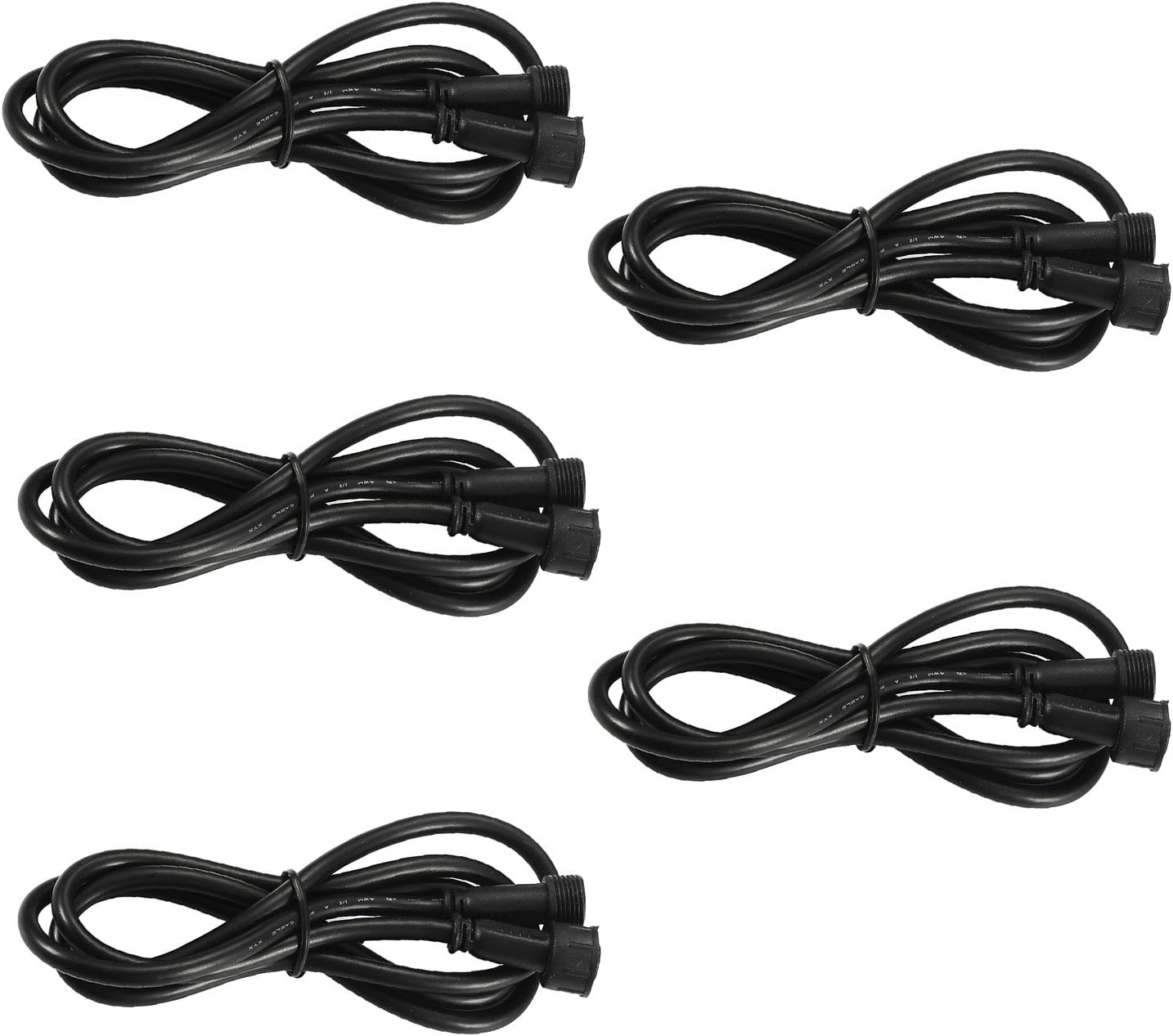 QACA 5PCS 1m 4 Pin Led Light Extension Cable Wire Cord with Male and Female Connectors at Both Ends for RGB Multi-Color LED Deck Lights [Energy Class A]