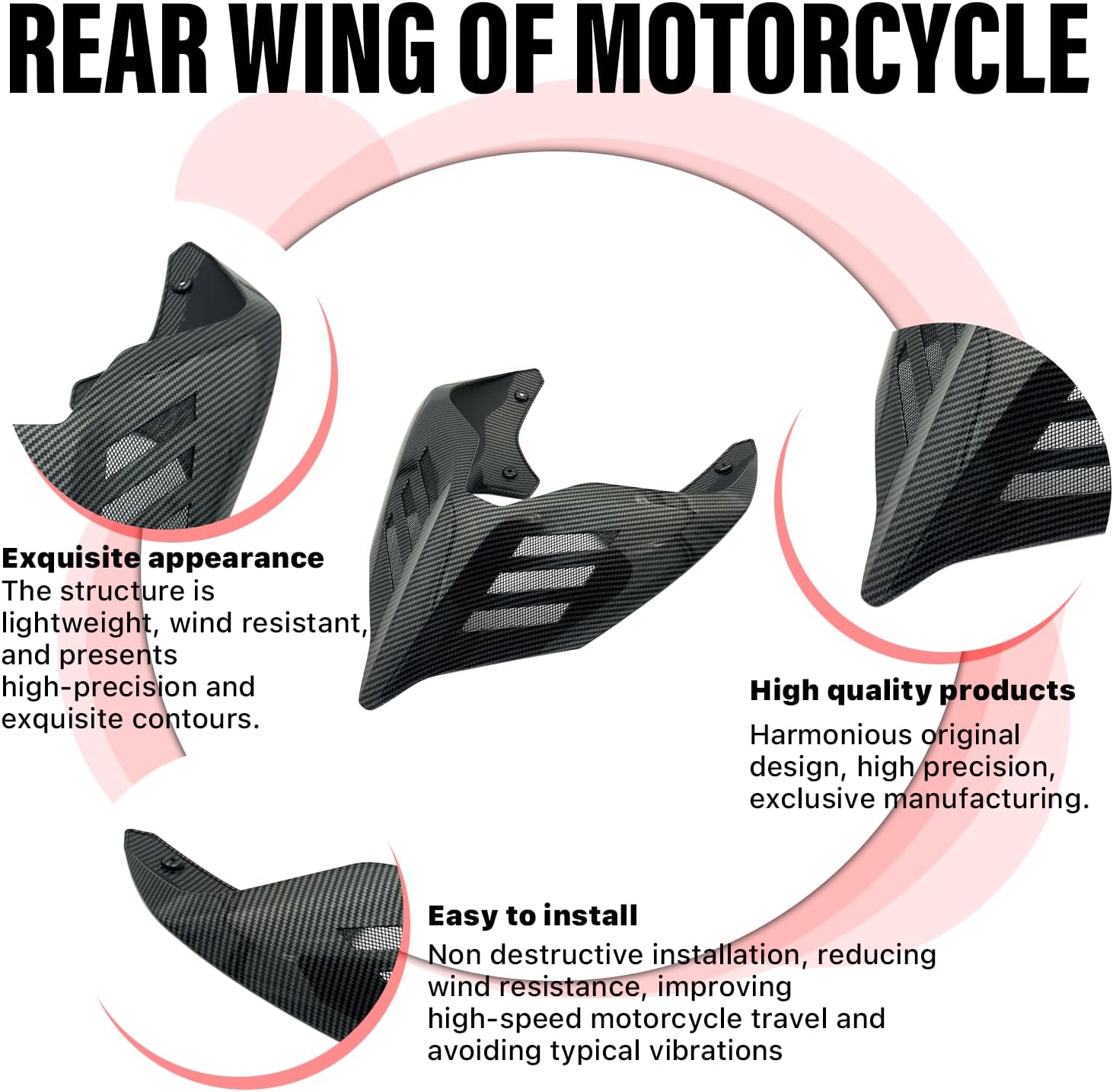 Rear Winglets for Ducati Panigale Streetfighter, Side Spoiler Wind for Ducati Accessories - Fairings for Ducati Panigale Streetfighter V4 V4S V4R 2018-2023 (A)