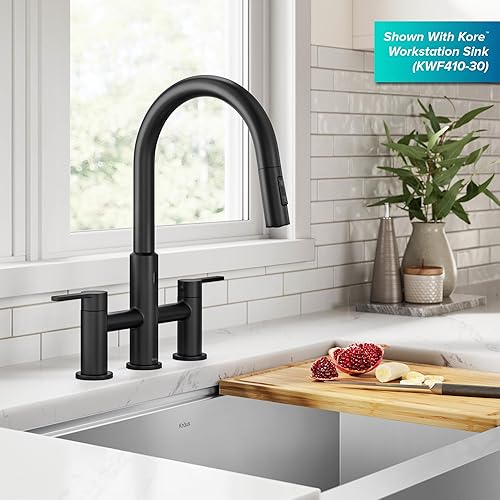 Miniatura 311 de Kraus KPF-2820MB OLETTO SOLA MANEJO DE COCINA DE COCINA DOWN DOWING, 17 PULGADA, NEGRO MATE Mate negro,Negro / acero inoxidable negro sin
