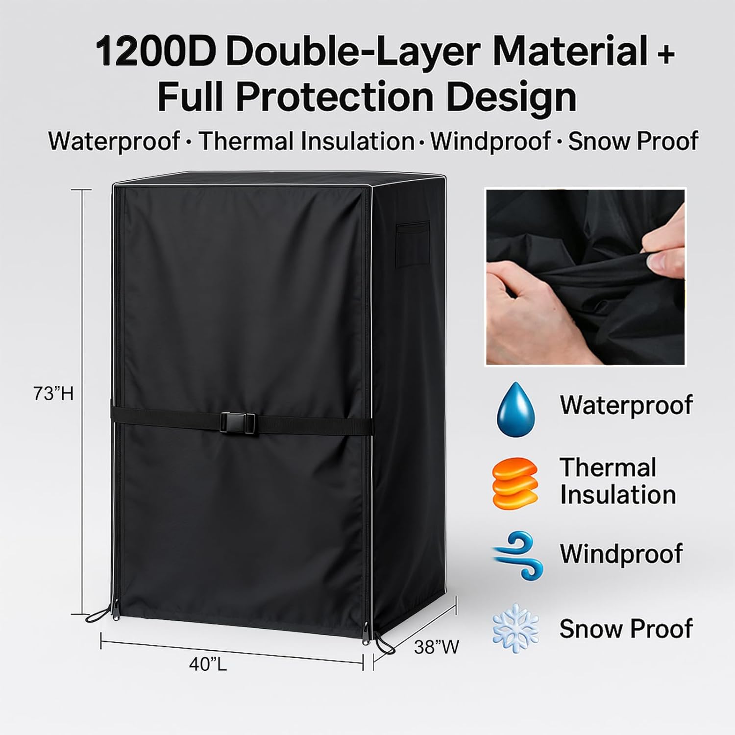 Wood Sauna Cover Outdoor Waterproof for Winter 40"L X 38"W X 73"H 1200D 2-Layer Heavy-Duty Oxford Cloth Protective Cover for 2-Person Outdoor Home Sauna