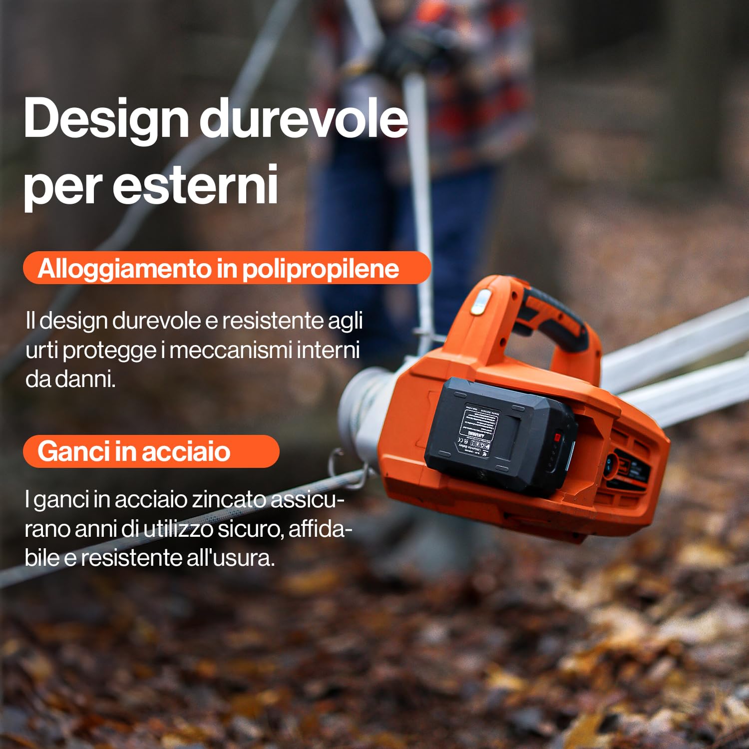 SuperHandy Argano elettrico portatile Motore senza spazzole alimentato a batteria agli ioni di litio 454kg-908kg di forza di trazione massima per la silvicoltura(corda a basso allungamento inclusa)