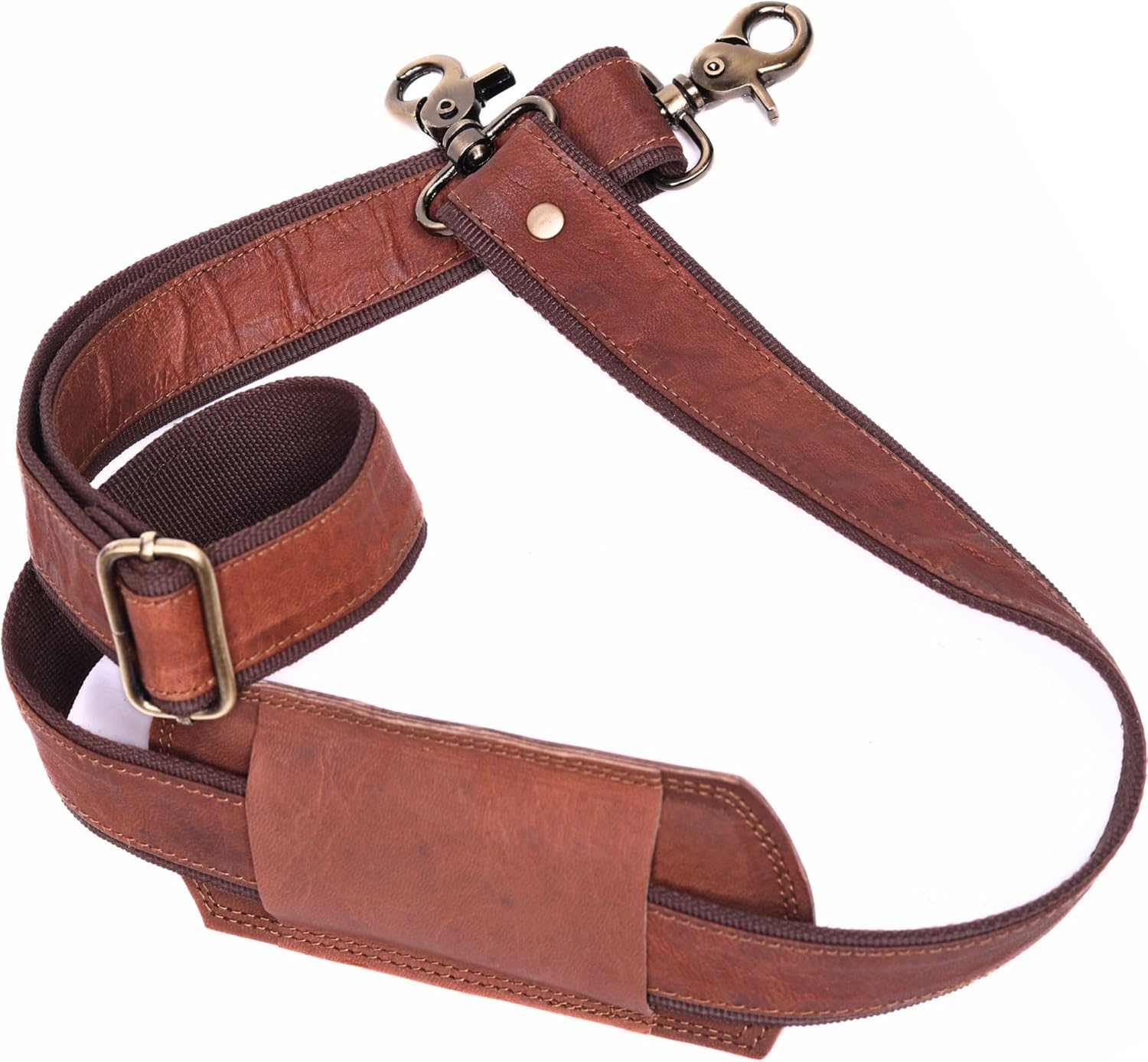 Genuine Leather Straps for Bags 60-inch Adjustable Shoulder Strap Replacement for Briefcase Messenger Crossbody Duffel Bag (Dark Brown)