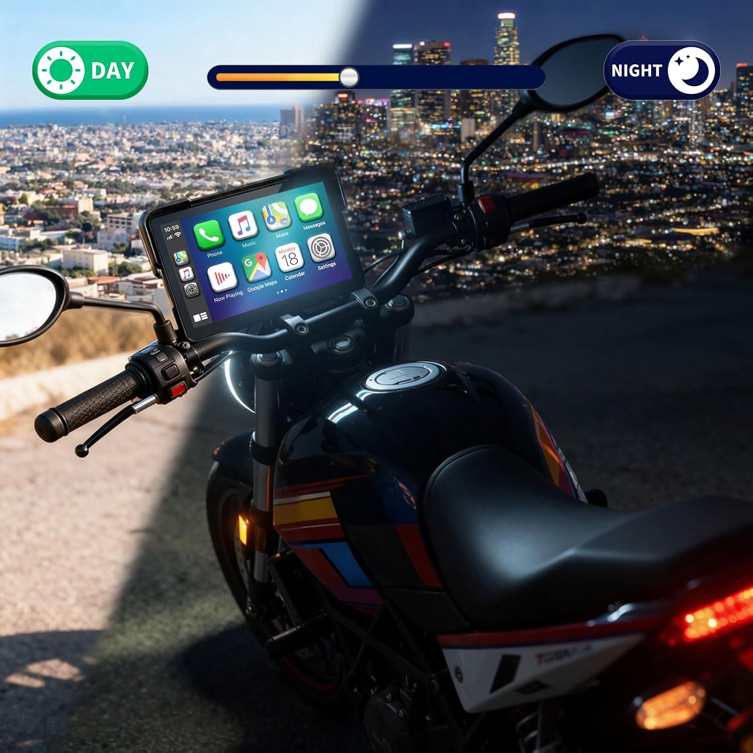 2026 YZW GPS Carplay 5 inch for Motorcycle with Wireless CarPlay & Android Auto, IP69K Waterproof Touch Screen, GPS Navigation, Supports Bluetooth, Siri/Google Voice Control, Custom Boot Logo, Bracket 8