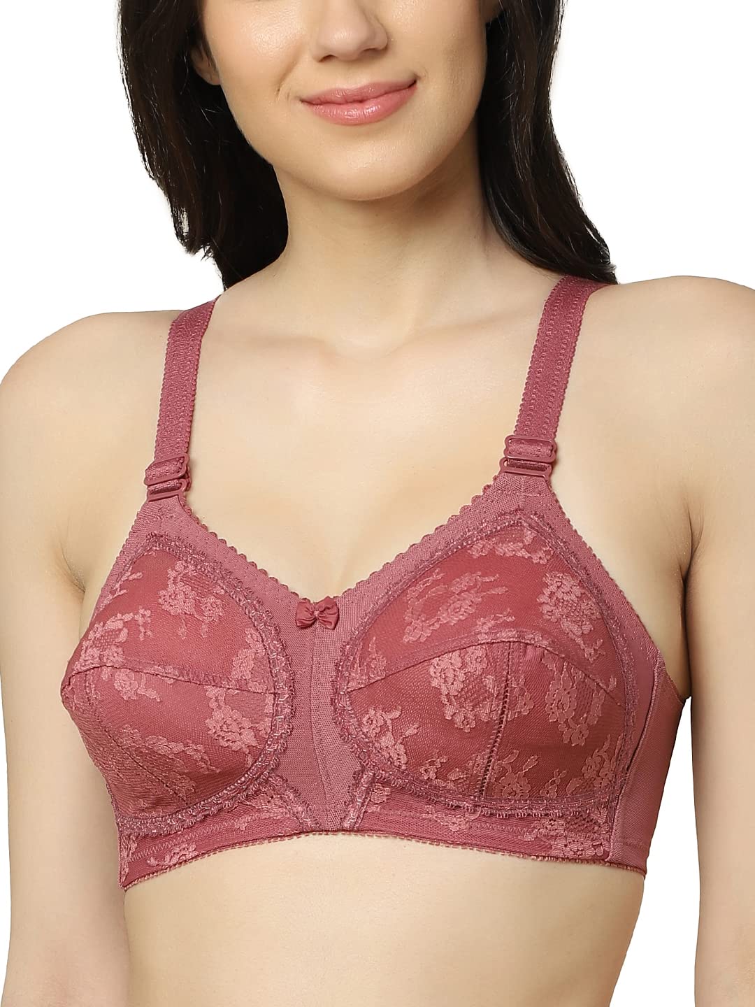 triumph Doreen Bra For Women Non Wired Non Padded Wireless Bra Full Coverage Raschel Lace Lingerie Classic High Center Bridge Support Wide Straps Big Cup Bra for Larger Busts Pack Of 1-picture-10