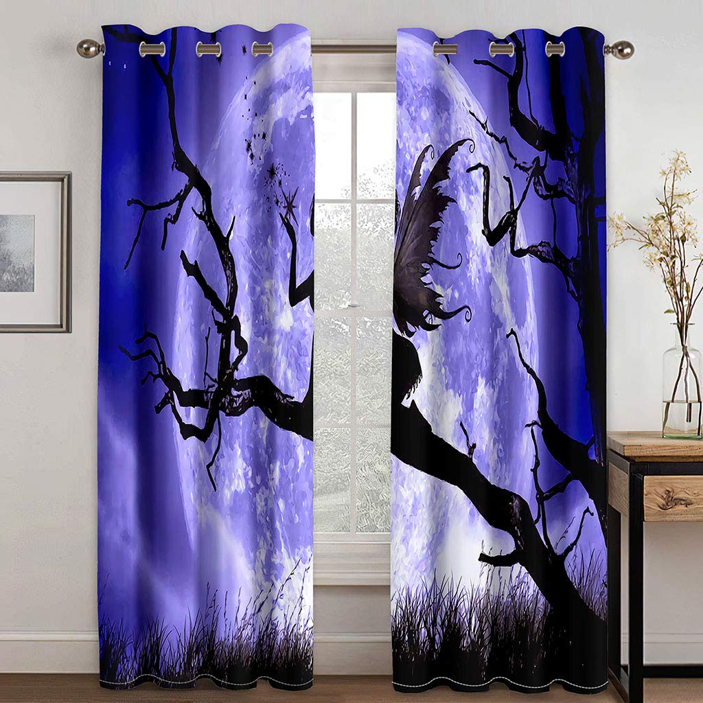 Cortinas Opacas para Salon Moderno - Cortinas Termicas Aislantes con Ollaos - Dormitorio Cocina Decoracion - 3D Ángel De La Luna, 2 Piezas 280 X 260 Cm（An X Al）