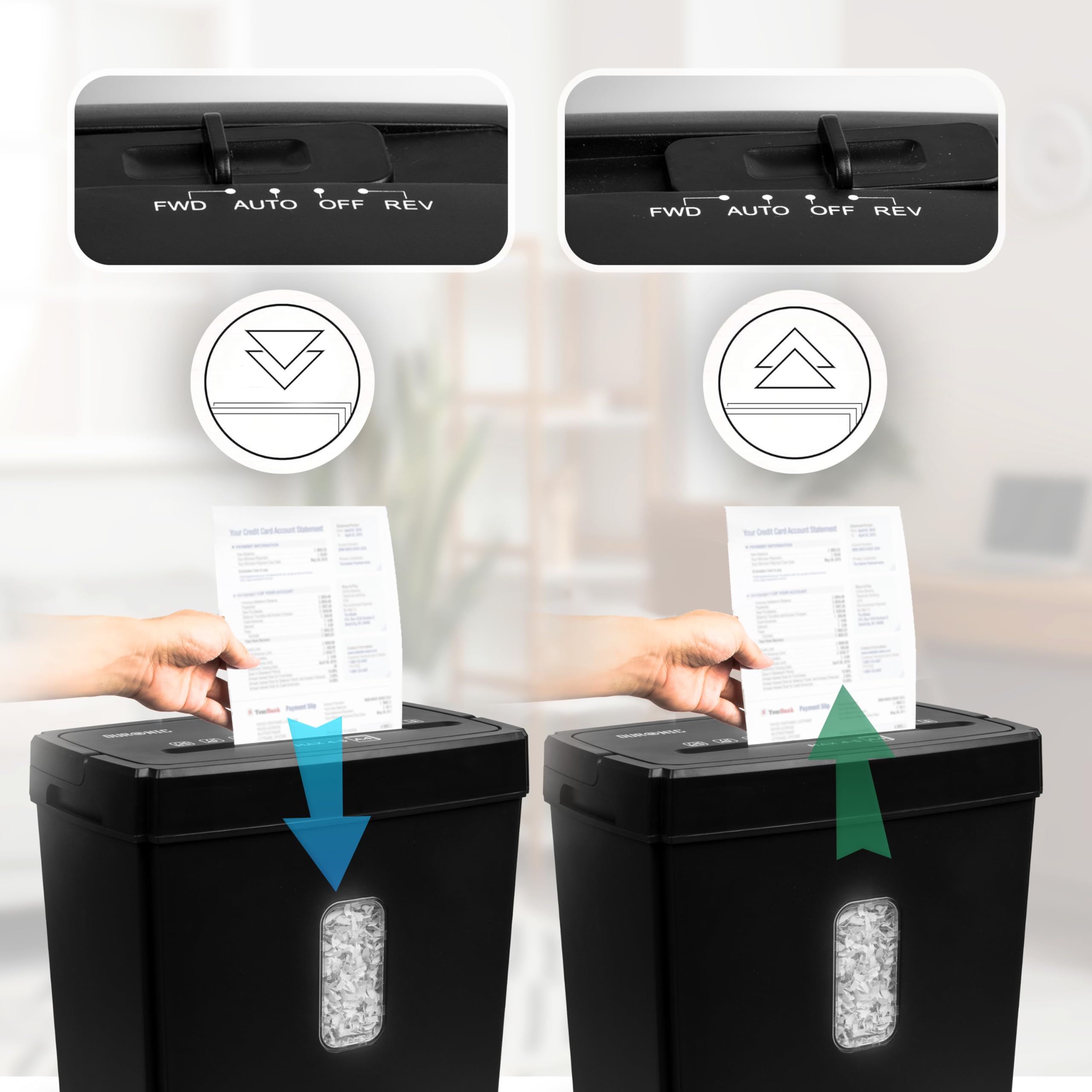 Duronic PS657 Destructeur de Documents 170W pour 5 Feuilles de Papier A4 | Coupe croisée | Réservoir de 15 L | Retour en arrière | Anti bourrage de Papier | en conformité avec Le RGPD
