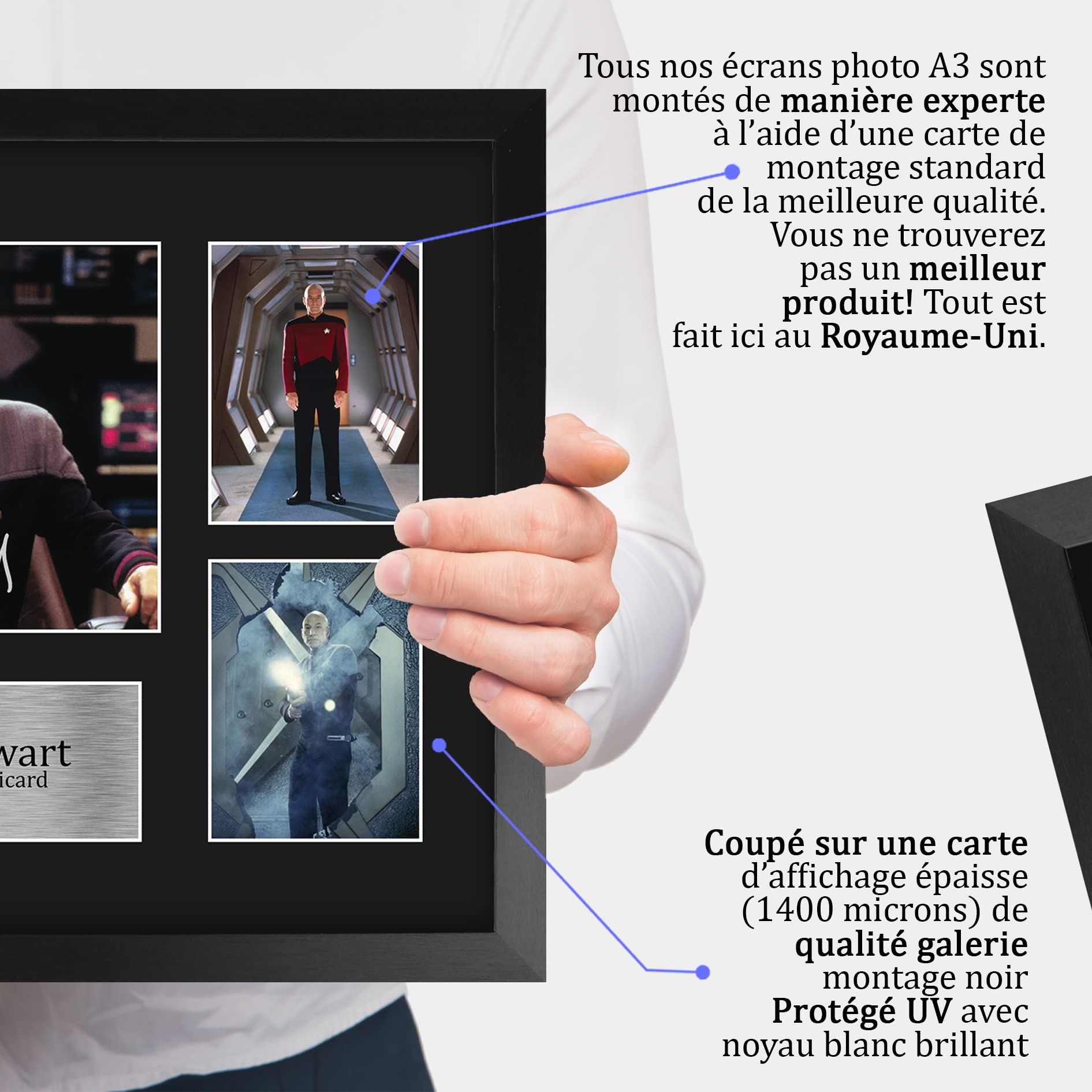 HWC Trading FR A3 Patrick Stewart Star Trek Jean-Luc Picard Cadeaux Imprimé Signé Autographe Photo pour les fans d’émissions de télévision - A3 Encadré