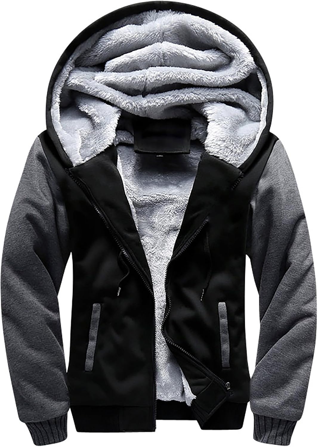 Men's Heavyweight Fleece Hoodie Winter Jackets Full Zip Wool Warm Thick Coats