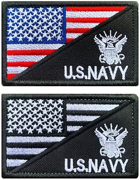 Antrix 2 Pcs American Flag Navy Pride Embroidered Patches Hook & Loop Patches for Hats Backpacks Bags Jackets