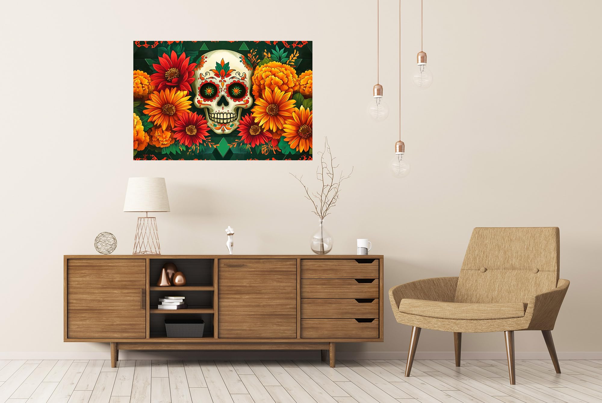 islandburner Prime XXL - Póster de calaveras coloridas para jóvenes adultos, ideal para el salón