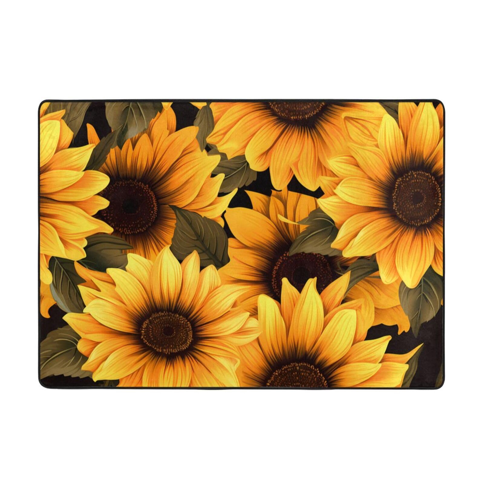 Tapis de sol tournesol 203x147 cm antidérapant pour salon et chambre