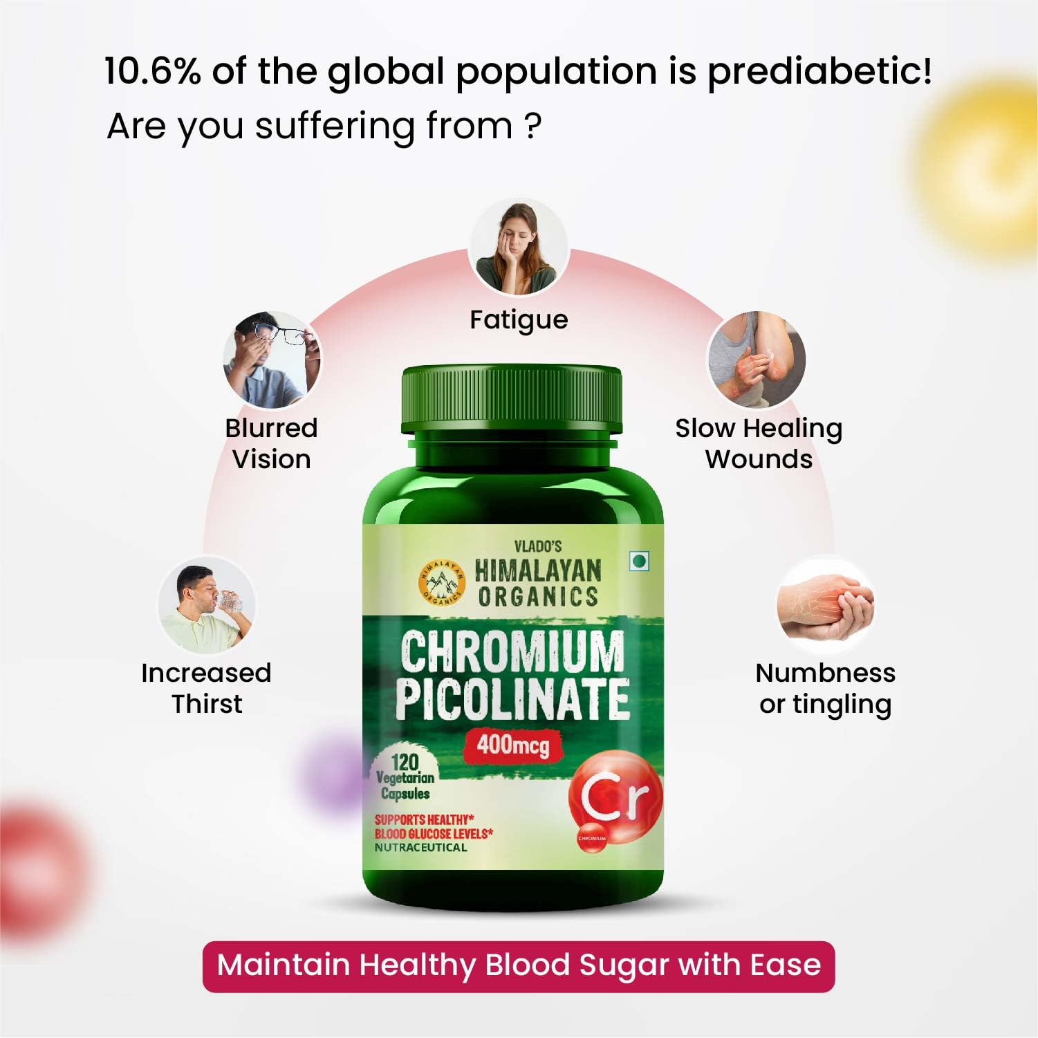 Vlado’s Himalayan Organics Chromium Picolinate 400mcg Supplement | Supports Healthy Blood Sugar Level | Healthy Heart | Essential Weight Management For Men and Women - 120 Veg Capsule 2