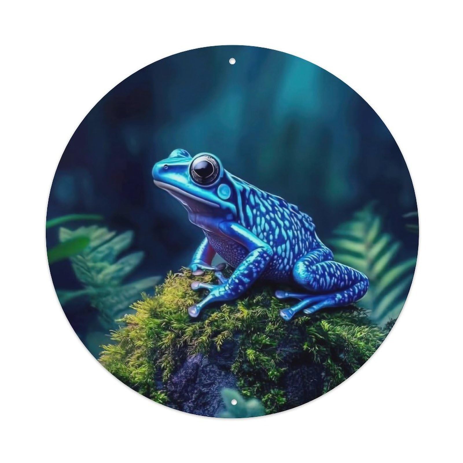Animal Blue Poison Dart Frog Surreal Rainforest Wildlife Illustration Vintage Metal Tin Sign Plaque Wall Decor for Cafe, Club Bar, Office, Garden Metal Poster 8x8Inch