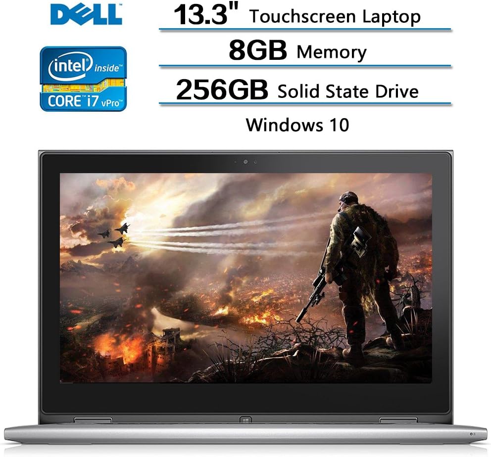 Dell Inspiron 13.3” FHD 2 in 1 Touchscreen Laptop, Intel Dual Core i7-6500U up to 3.10 GHz, 8 GB DDR3L SDRAM, 256 GB SSD, Intel HD Integrated Graphics, Wins10, Silver Chassis (Certified Refurbished)