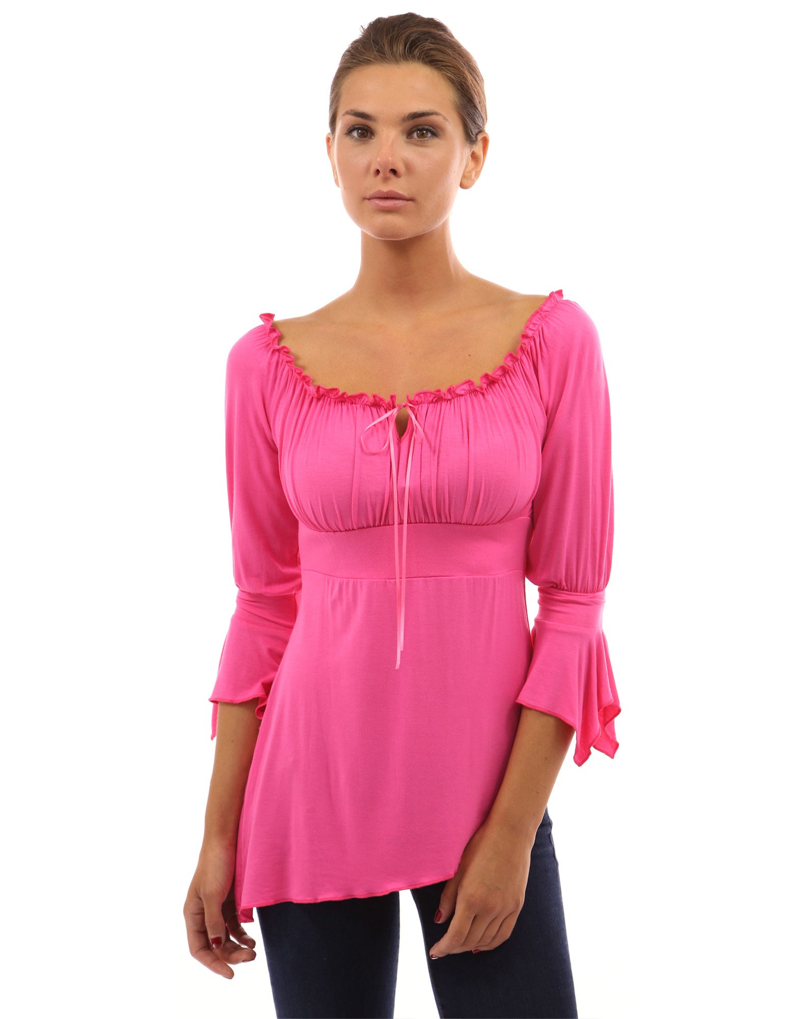 PattyBoutik Women's 3/4 Sleeve High-Low Hem Top