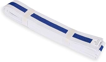 MACS White Belt with Colored Stripe 1.75 wide Martial arts/Karate/Taekwondo for adults/kids double wrap belt