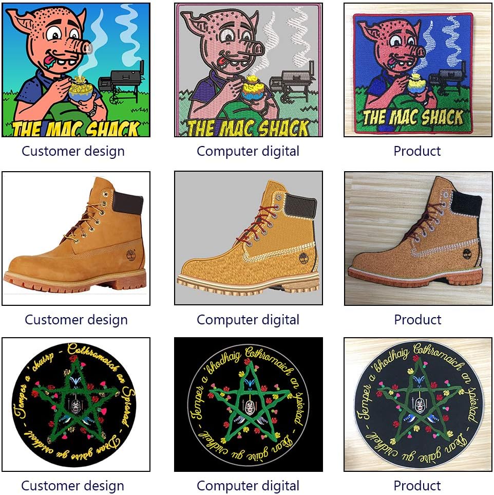 Custom Embroidery Patches Any Size Any Logo Decorative Patches Iron on Sew on Hook & Loop Fasten (4inch or Less, 10 Patches)