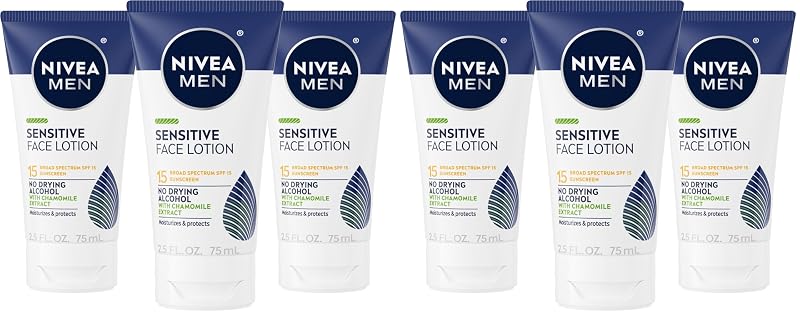 Loção Facial NIVEA MEN Sensitive FPS 15, 3 tubos de 75 mL