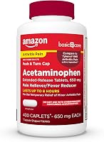Amazon Basic Care Acetaminophen Extended-Release 650mg Tablets for Arthritis Pain Relief, 400 Count - Up to 8 Hours