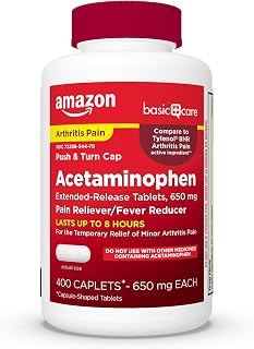 Amazon Basic Care Acetaminophen Extended-Release 650mg Tablets for Arthritis Pain Relief, 400 Count - Up to 8 Hours