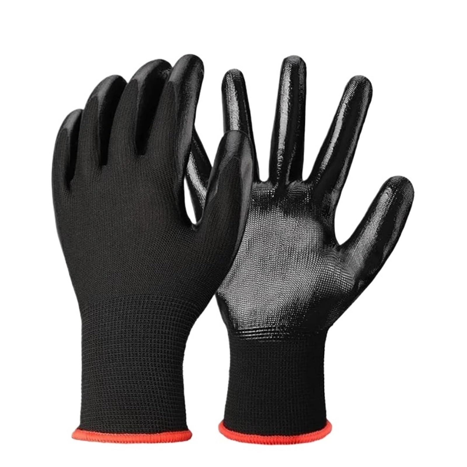 Genérico Guantes de trabajo recubiertos nitrilo, jardinería antideslizante transpirable for construcción, jardín, patio, guante Industrial(NBK080 10Pairs)
