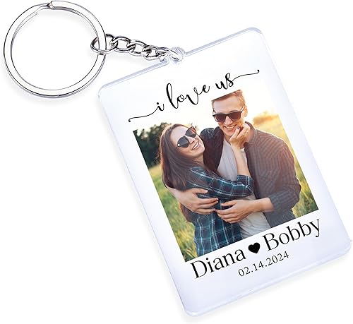 Custom Couple Photo Acrylic Keychain - Personalized Couples Photo - Durable, Dual-Sided Customization, Perfect Gift for Anniversaries, Valentines,