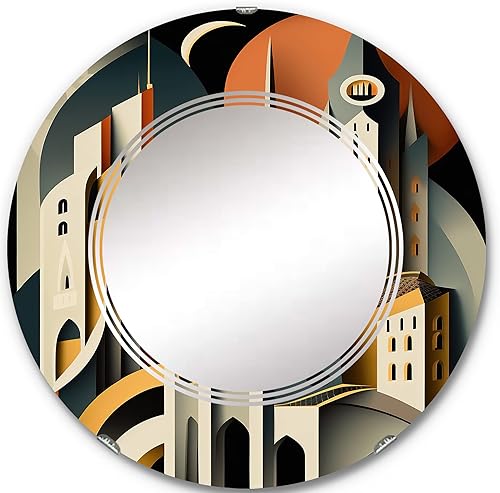 Miniatura 6 de DesignQ Fantasy Cityscape III - Espejo de tocador, espejos de baño, espejos de pared para sala de estar, dormitorio, espejo ovalado, grande, 20 x 30