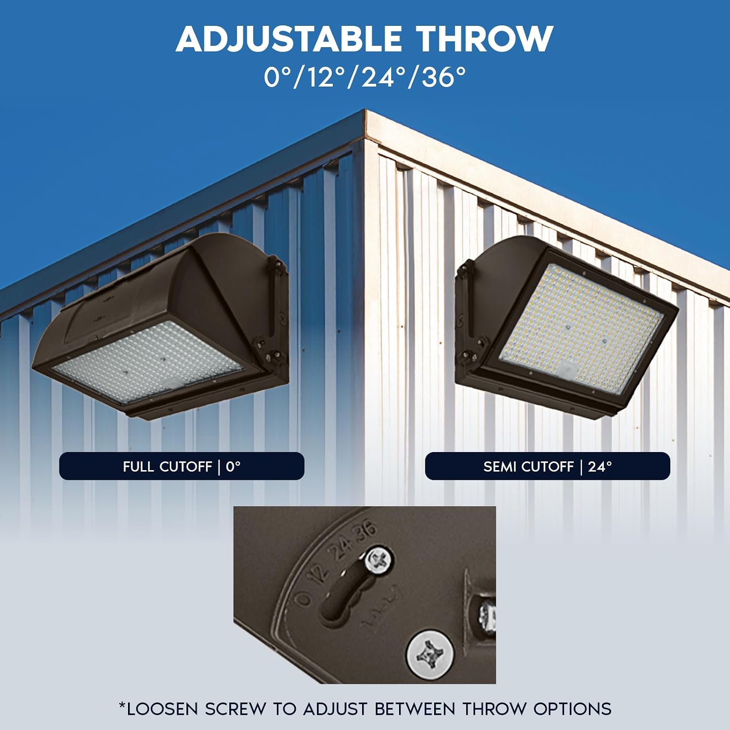 LUXRITE LED Adjustable Wall Pack Light Outdoor, 120W/140W/160W, 3CCT 3000K-5000K, Up to 24000 Lumens, Beam Angle 0°–36°, Dusk to Dawn Photocell, IP65 Waterproof, Dimmable, UL & DLC Premium (4 Pack)