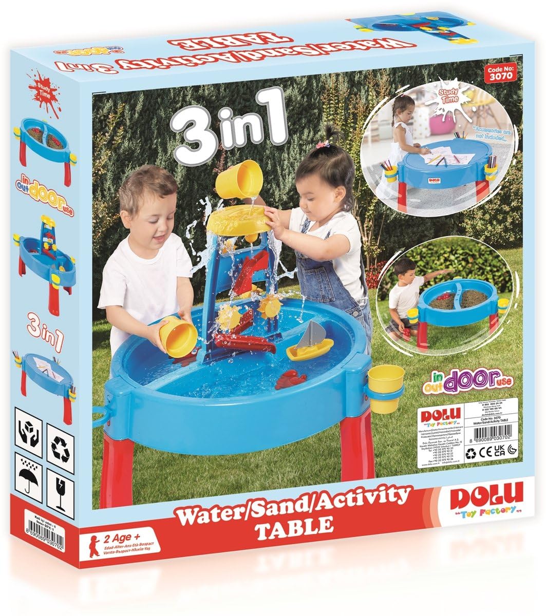 Dolu Wasser- & Sand-Aktivitätstisch – Sensorischer Spieltisch mit Wasserbahn, Sand- und Wasserbereichen, Zubehör inklusive, Für Innen- und Außenbereich, Ab 24 Monaten