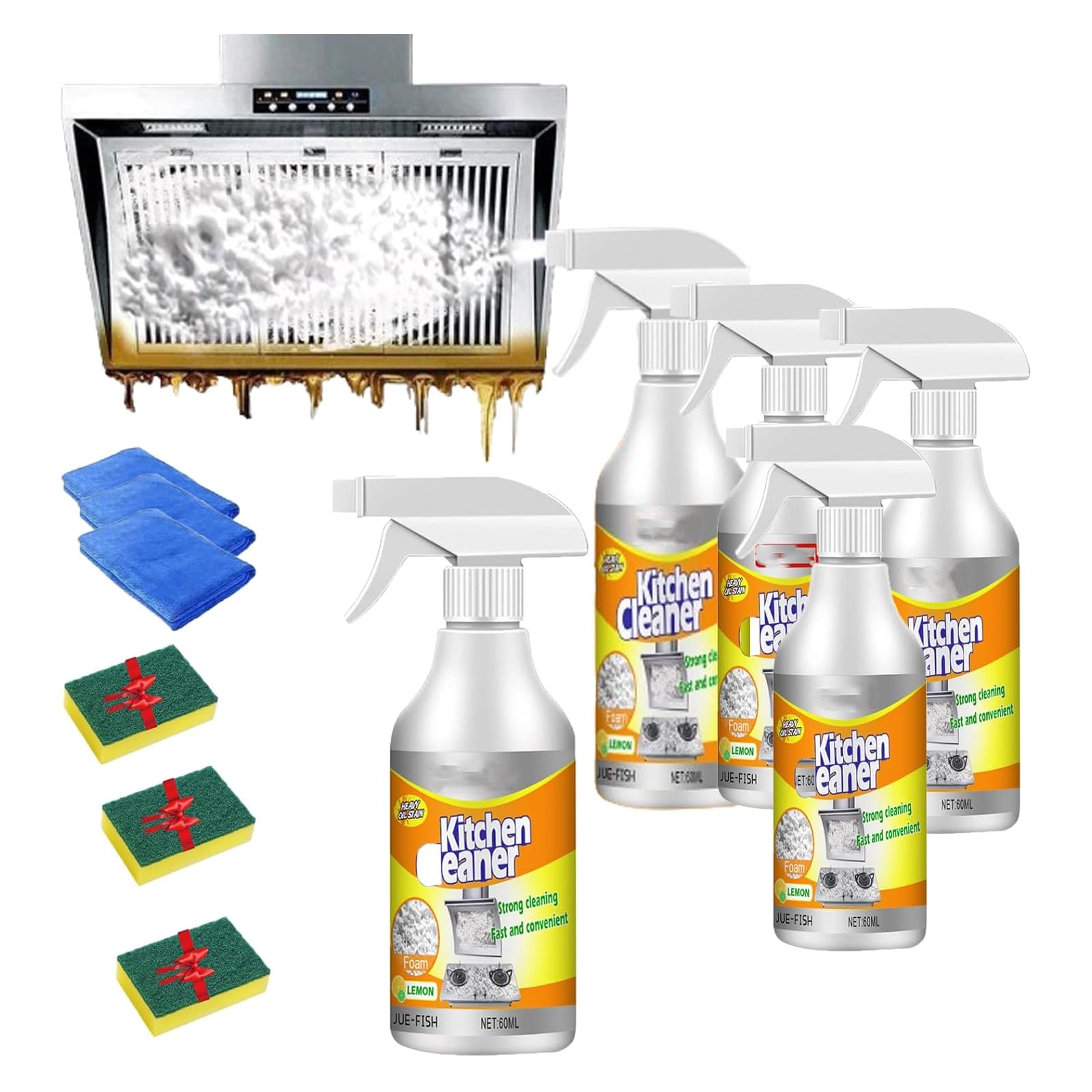 Krisuary Joe Fish Kitchen Cleaner,Ju Fish Kitchen Cleaner,Multifunctional Powerful Kitchen Foam Cleaner Spray,Kitchen Foam Cleaner (5)