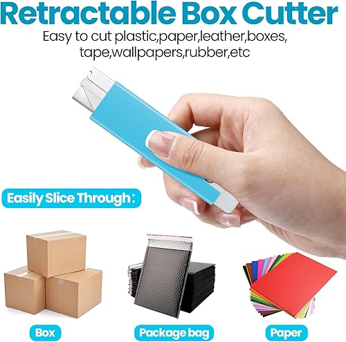 Miniatura 4 de Lasnten Cortadores de caja de 48 piezas, cortador de cartón retráctil a granel de un solo filo, práctico mini cuchillo de caja de afeitar, cortador