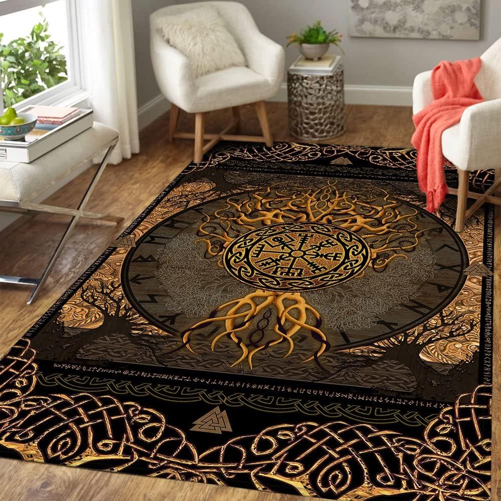 GEEMBI Rug Area-Tree of Life Viking Rug ANL52R, 5x8 ft. Fluffy Carpets for Bedroom Shaggy Floor Modern Rug Home Decor Mats