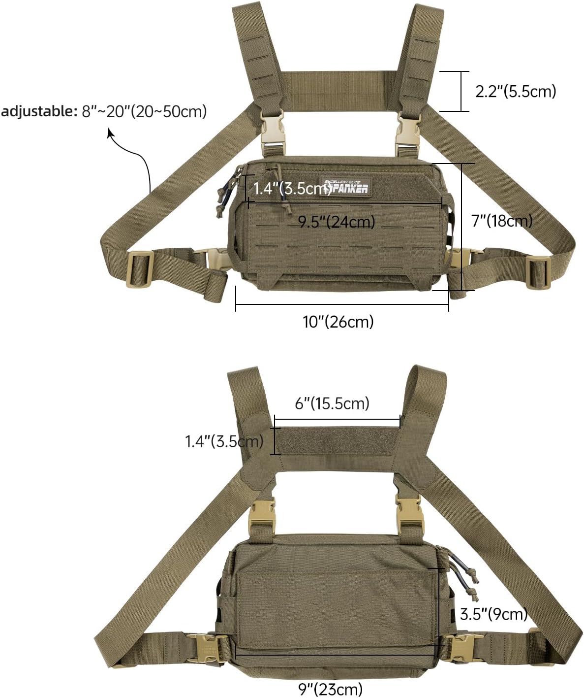 EXCELLENT ELITE SPANKER Tactical Chest Rig Pack EDC Chest Bag Molle Utility Chest Pouch for Outdoor Hunting Workouts Hiking - Image 2