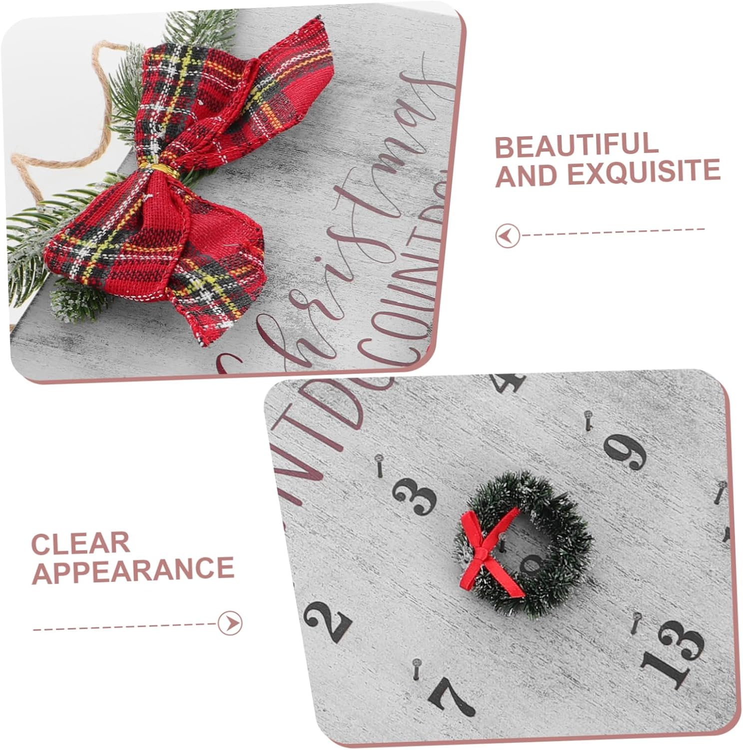 Christmas Countdown Calendar Rustic Wreath Wooden Hanging Sign for Holiday Home Decor Wall Decor Advent Calendar for Festive Atmosphere