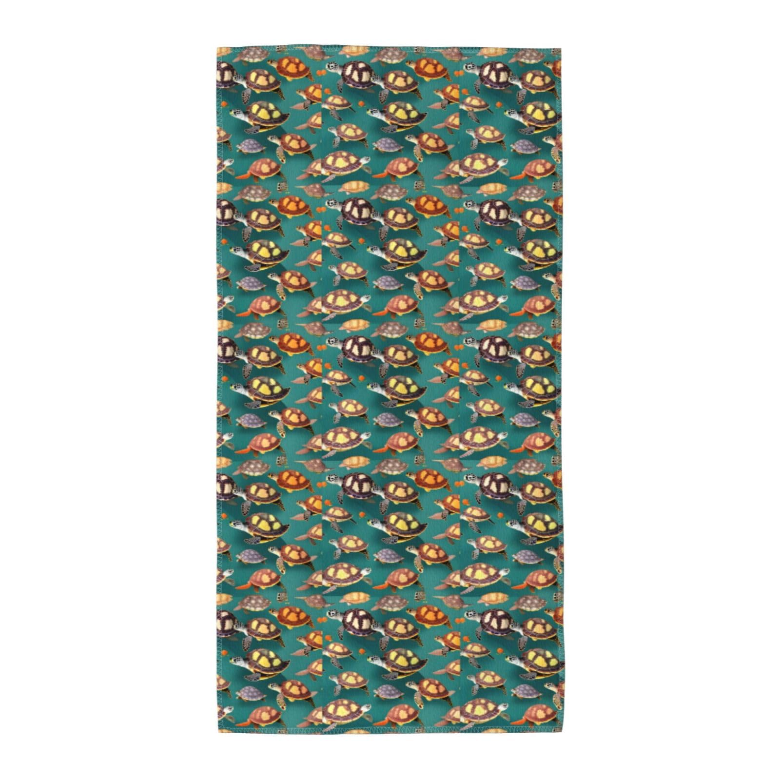 Oazcvbnn Unisex Black Many Animals Sea Turtles Print Extra Long Beach Towel Soft Comfortable Quick-Dry Gym Hiking Picnics Swimming