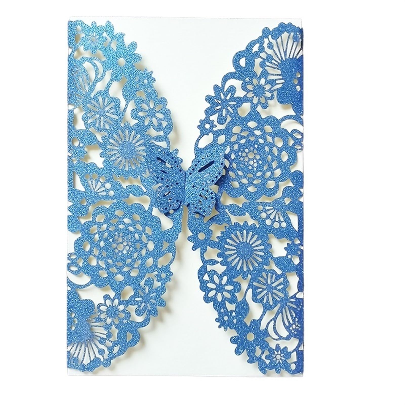 Einladungsumschläge, Schmetterlings-Hochzeitseinladungskarten, 10 Stück, glitzernd, mehrfarbig, mit Umschlägen(Glitter Blue,All Set)