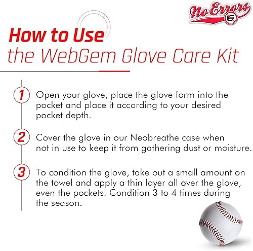Miniatura 7 de No Errors WebGem Fielders Glove Care System  Formation & Break-in Tool for Baseball Mitts, Holds Shape, Essential Gear, Gift for Players