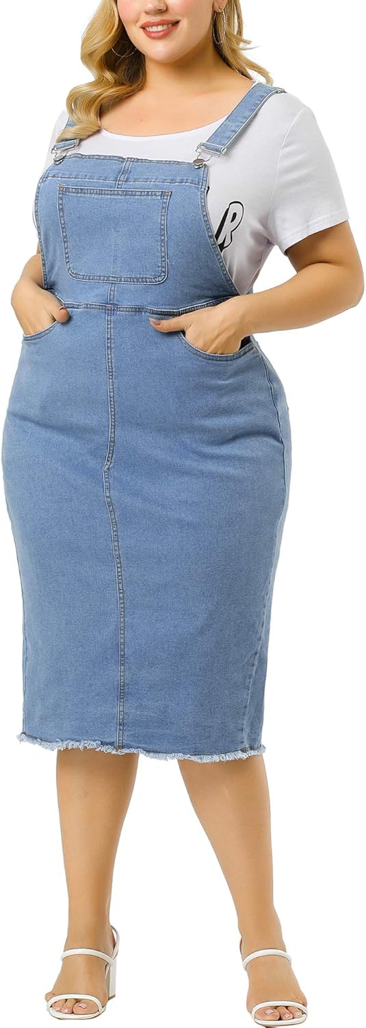 Jean jumper dress plus size Clearance