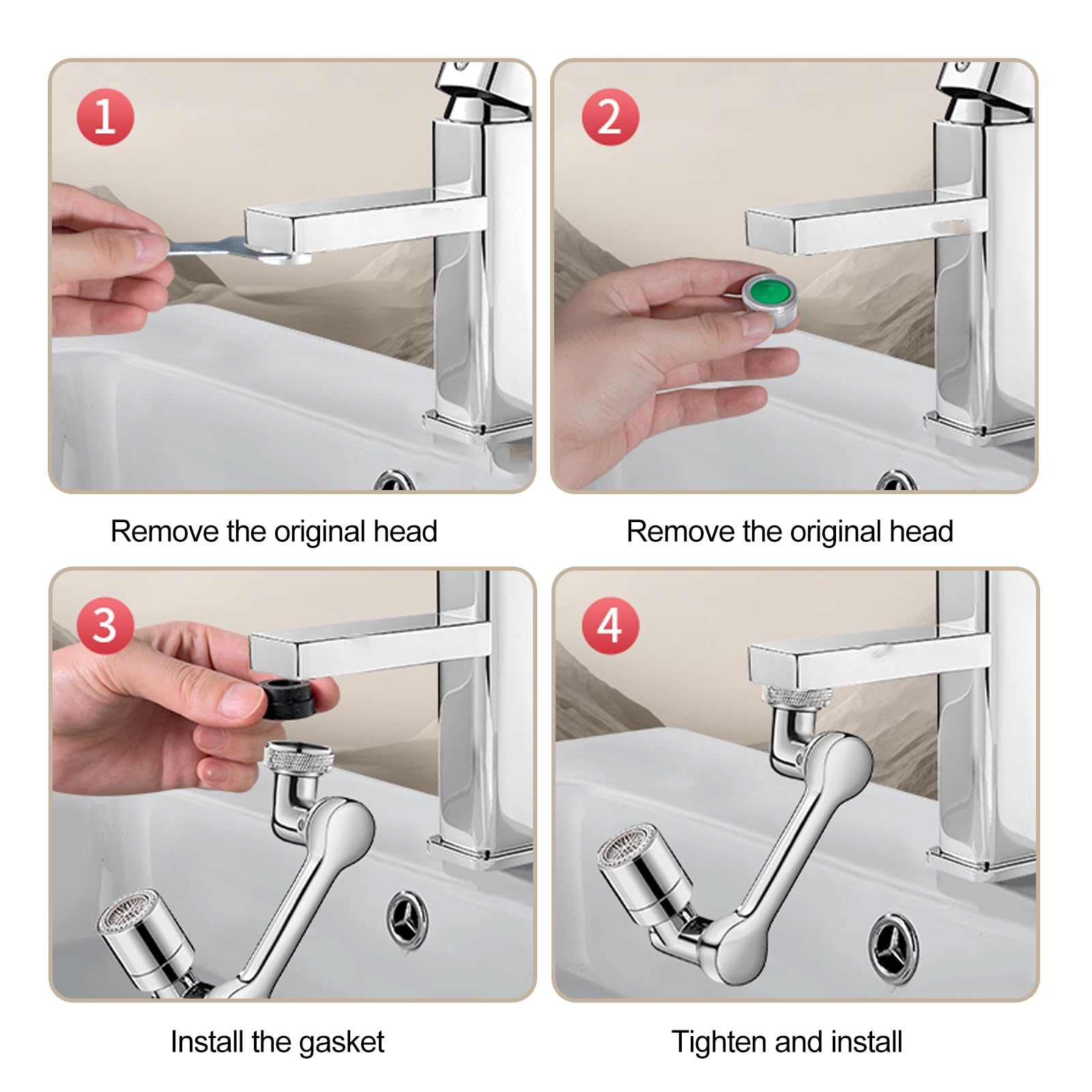 Rubinetto Rotante, Prolunga for Rubinetto da Cucina, Accessori for Bagno, con 2 modalità di Flusso dell'Acqua