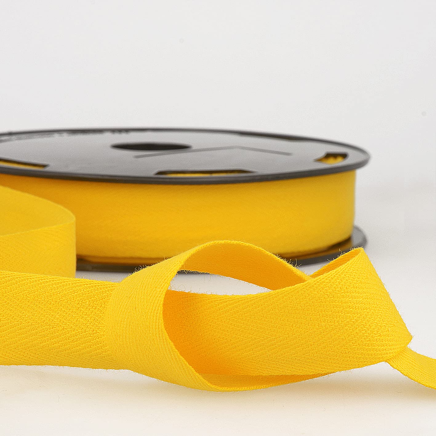 Bright Yellow 5m 100% Cotton Twill Tape - Soft Flexible Tape for Binding, Edging, Bunting, Aprons & Crafts - 30mm Wide - Packaged Length, No Joins - Giddy Square — image 1