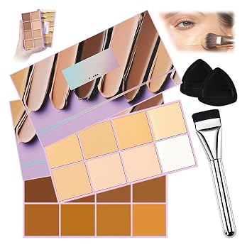 Soft Matte Cream Concealer 8 Shade Fade Palette, Waterproof Full Coverage Cream with Applicator for Blemishes & Cover, Soft Matte Cream Foundation, Long Lasting Lightweight Formula #01#03