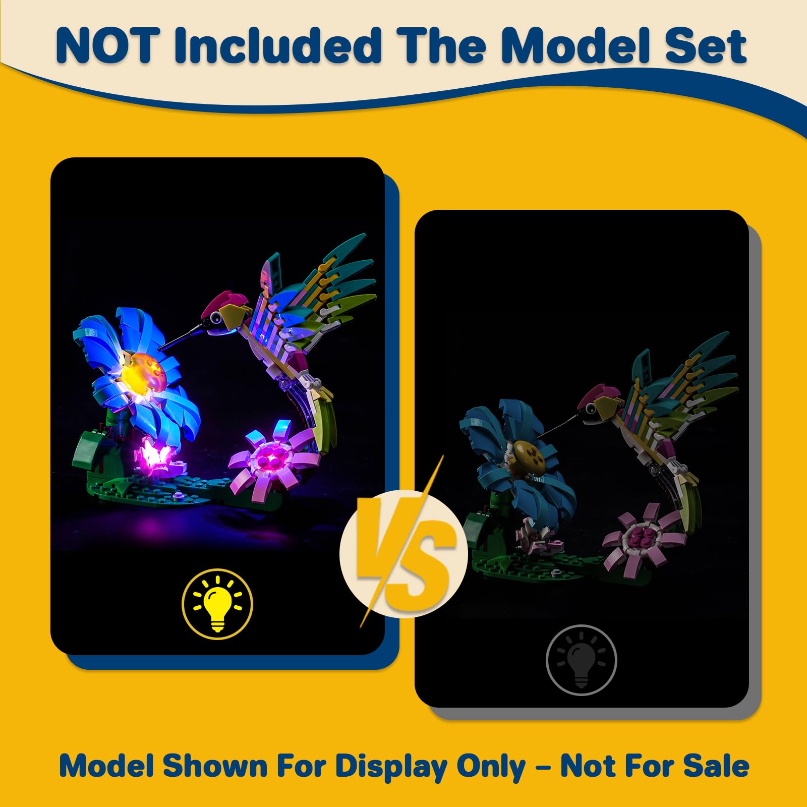 LocoLee Led Light Set Compatible with Lego 31384 Wild Animals: Colorful Hummingbird Led Decoration Lighting Kit Compatible with Lego Creator 3-in-1 31384 Building Blocks Model,Only Lights Set,No Model - Image 4