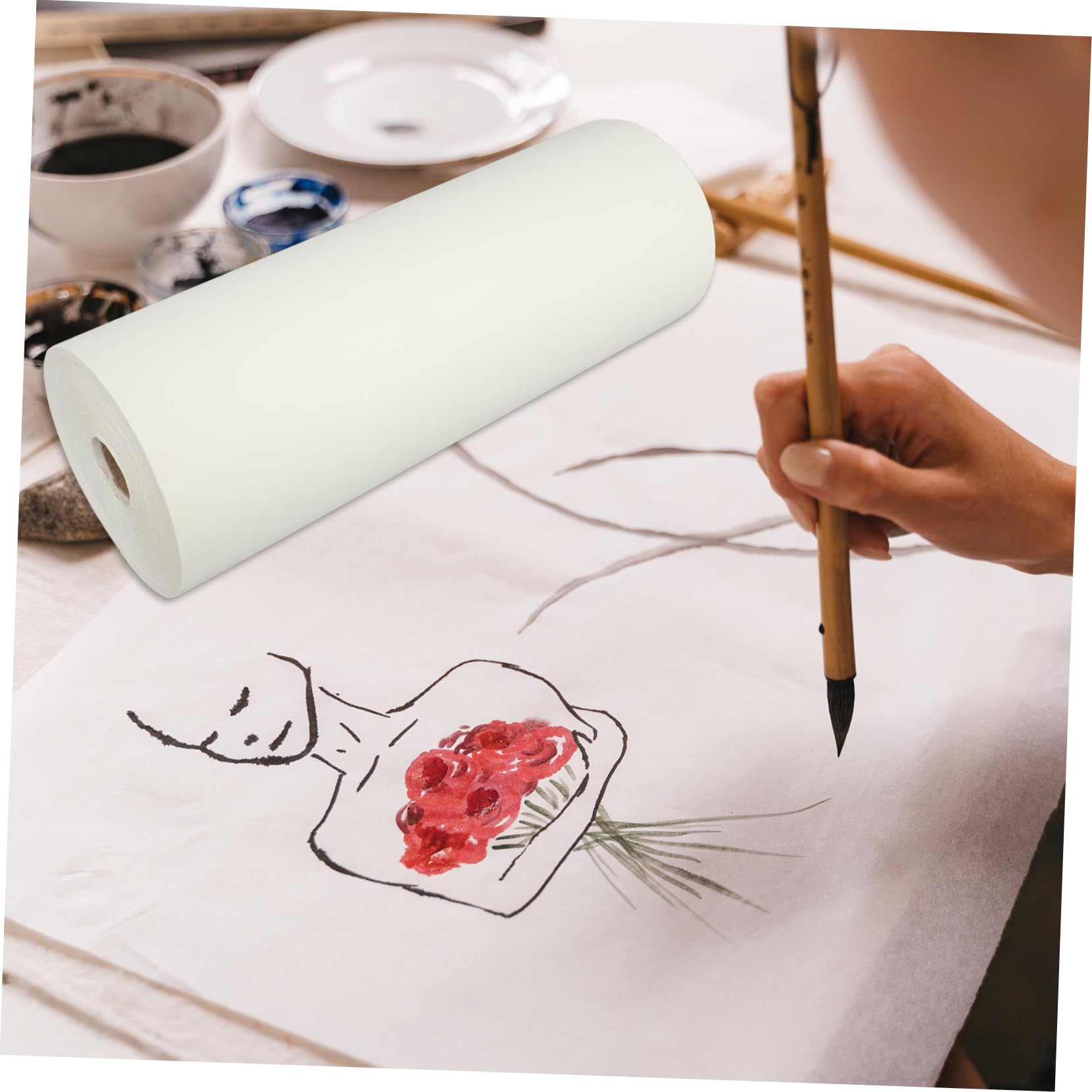 Papel de Caligrafía China Grueso Blanco en Rollo para Pintura
