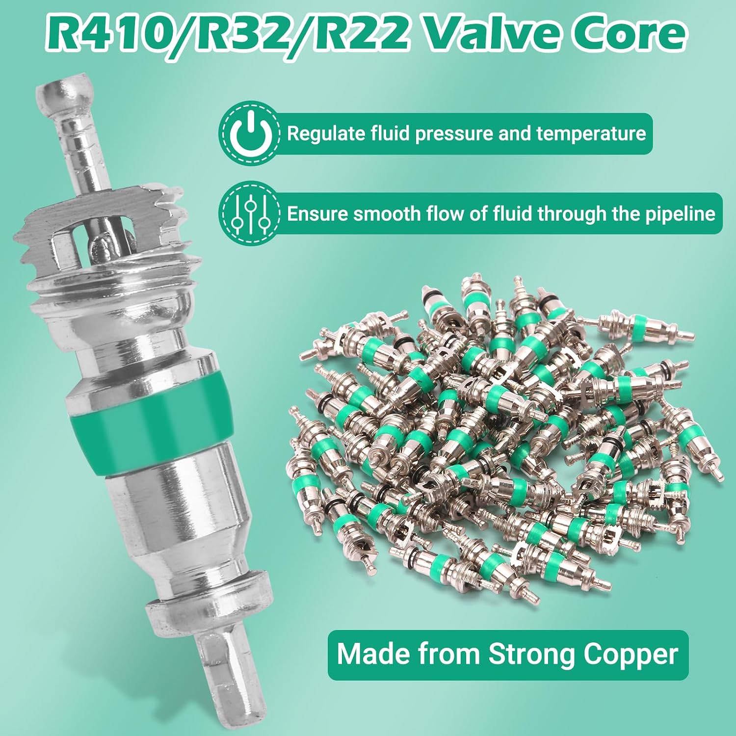 Wayona 100Pcs HVAC Valve Core for R410 R32 R22 Refrigerant, High Pressure with Teflon Seal, HVAC Replacement Part for Air Conditioning and Refrigeration Systems, AC Valve Core Kit