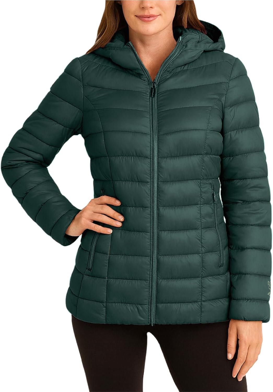 Reebok Womens Puffer Jacket - Lightweight Quilted Snow Glacier Shield Zip Up Bubble Winter Coat for Women with Hood & Pockets - Image 2