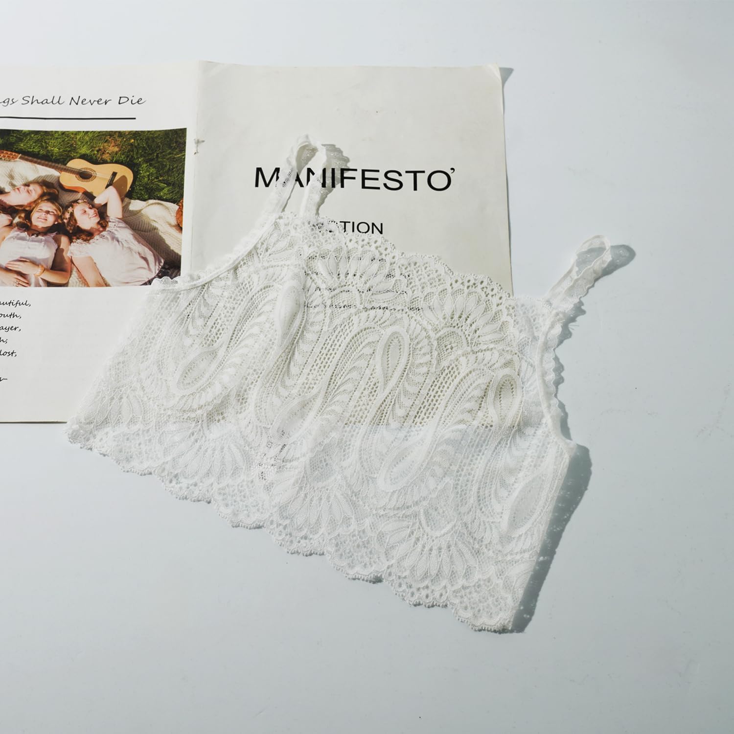 Women's Lace Camisole Crop Tops Modesty Panel Cleavage Cover up for Low Neckline Low Cut Dress - Image 4