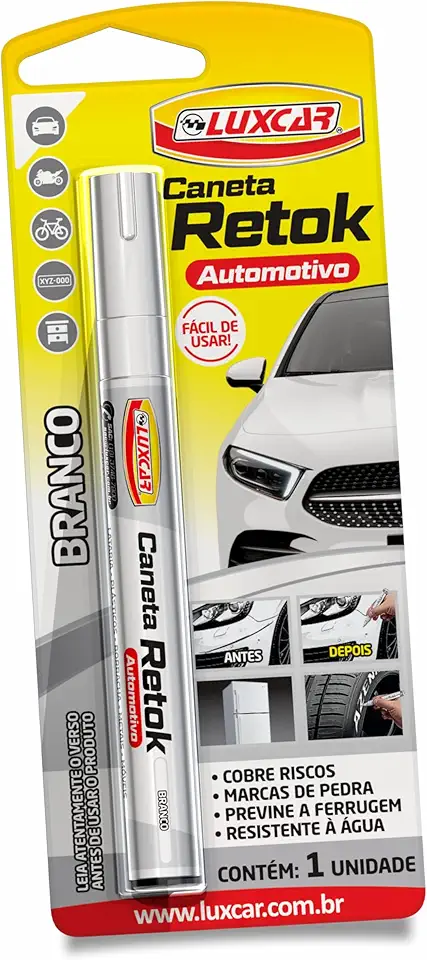 Luxcar - Caneta Retok Automotivo Tira Riscos - Cor Branca