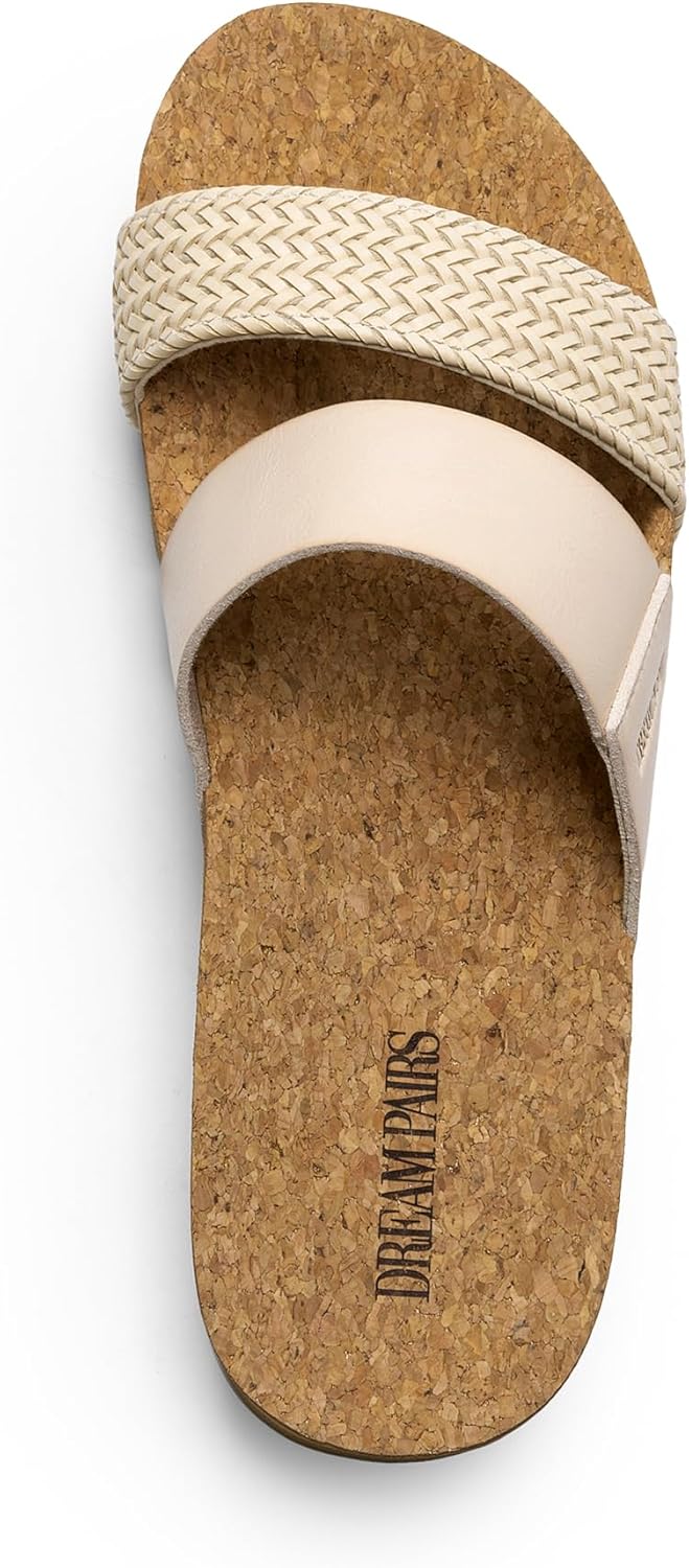 DREAM PAIRS Women's Platform Wedge Sandals with Arch Support, Comfortable Beach Slip-on Flat Sandals, Casual 2-Strap Cork Cushion Slides for Women - Image 4