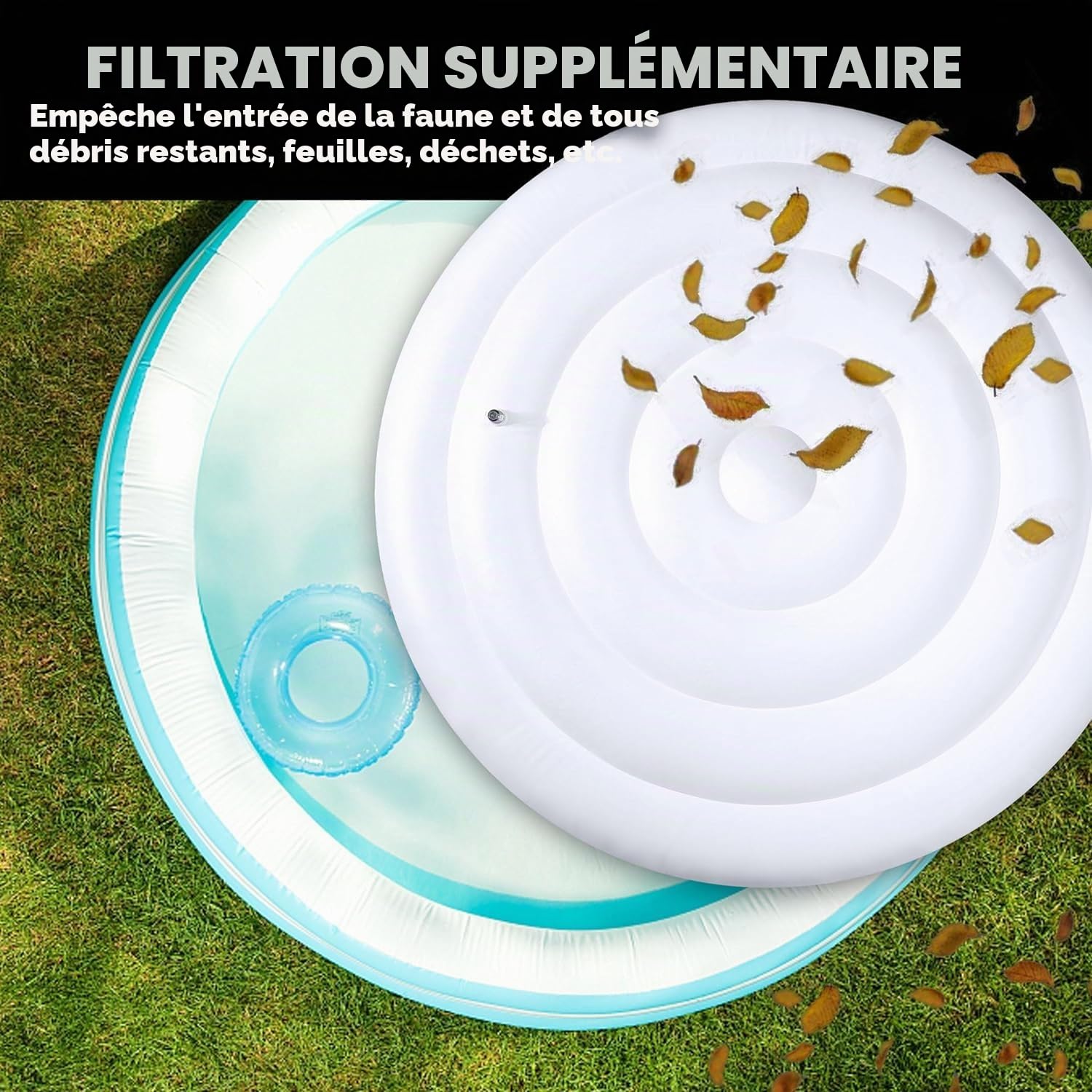 Housse de jacuzzi ronde gonflable de 1,5 m – Couvercle de spa à économie d'énergie – Couvercle de baignoire d'extérieur pour baignoire thermique isolée